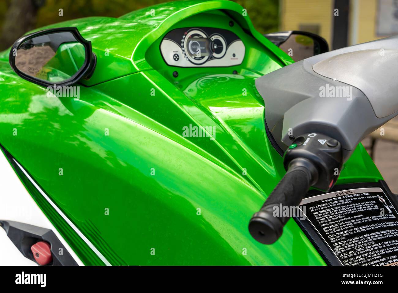 handlebar of a jet ski. the cockpit of a hydrocycle, riding a jet ski