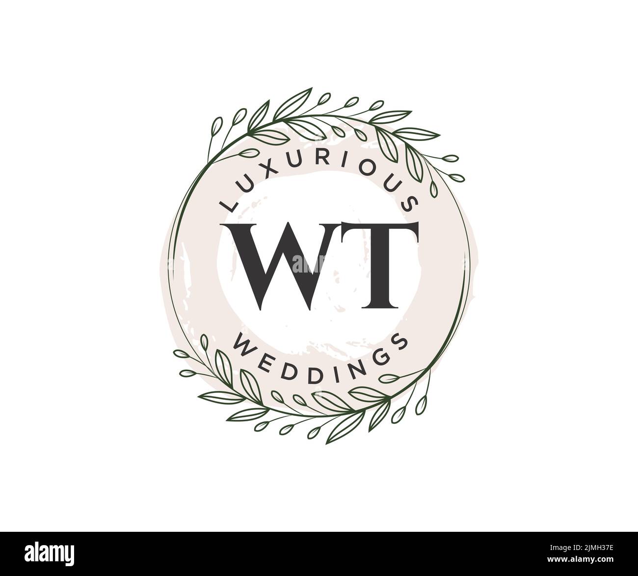 WT Initials letter Wedding monogram logos template, hand drawn modern ...