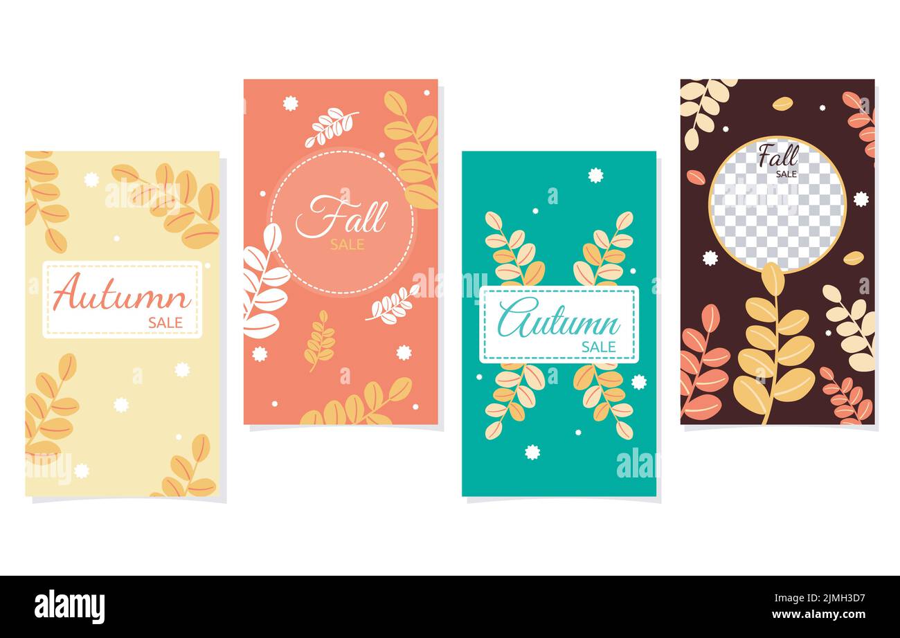 Fallen Leaves Fall Autumn Sale Social Media Business Promotion Stock Vector
