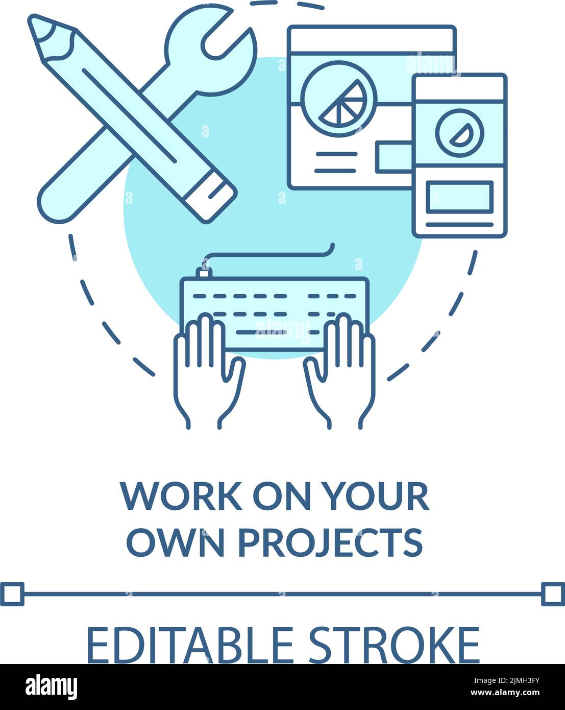 Work on your own projects turquoise concept icon Stock Vector