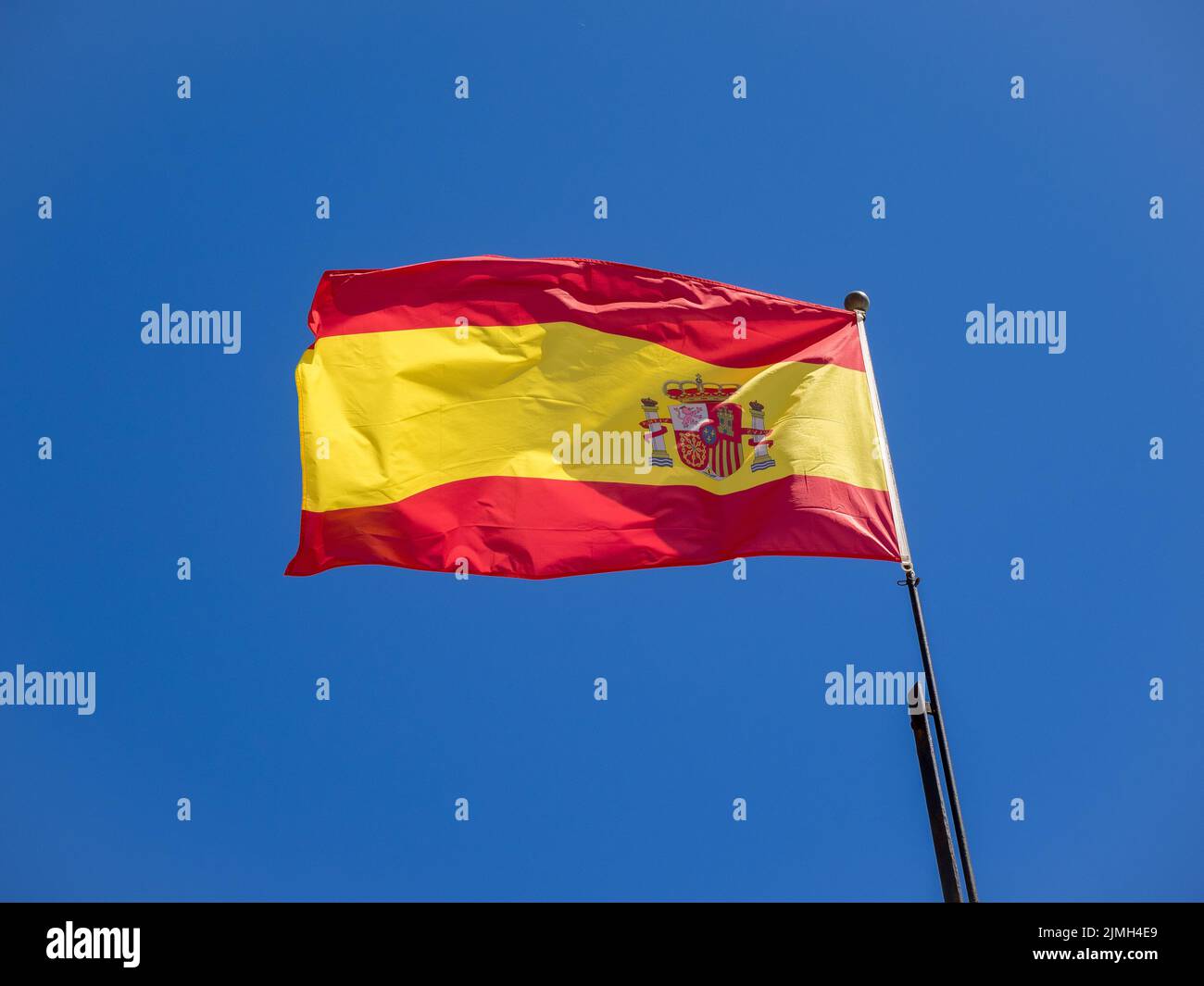 MARBELLA, ANDALUCIA/SPAIN - MAY 4 : Spanish flag flying in Marbella Spain on May 4, 2014 Stock Photo