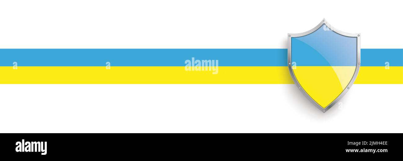 Ukraine Protection Shield National Stripes Flag Header Stock Photo