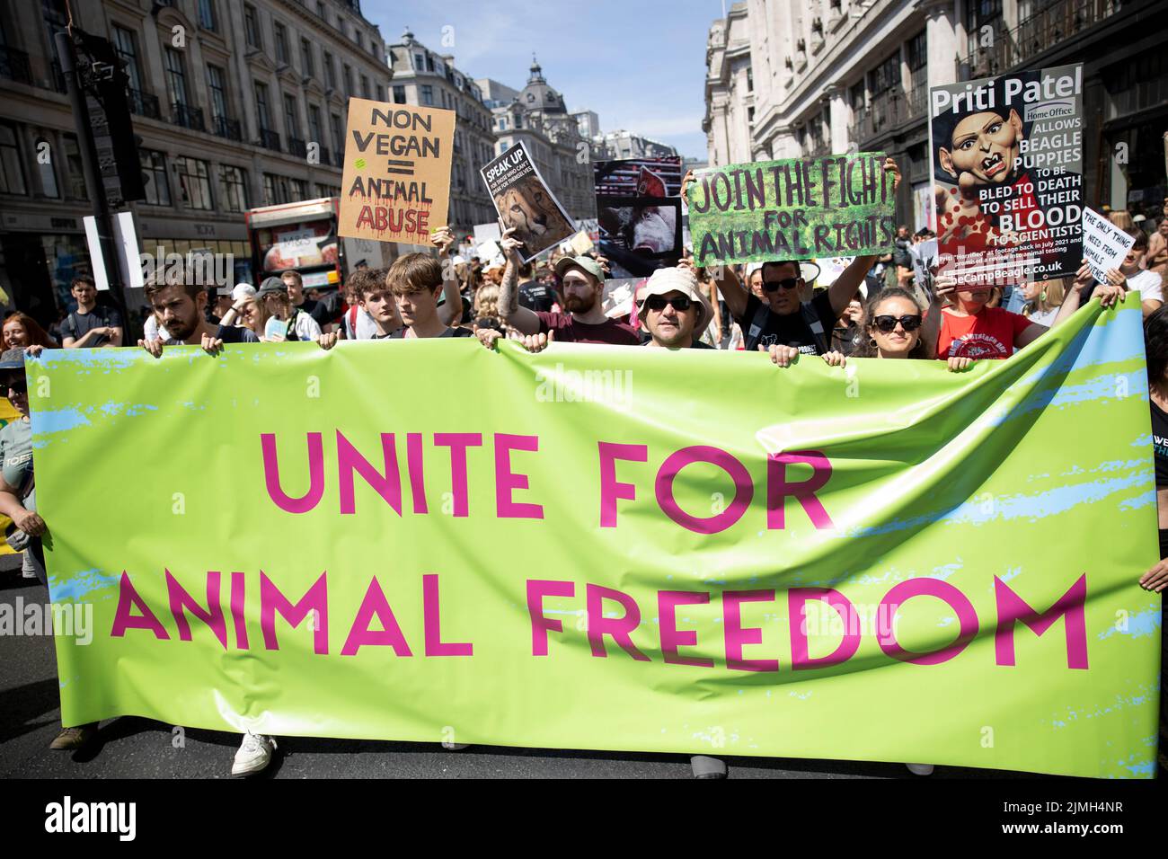 London, UK. 06th Aug, 2022. Activists seen holding a banner supporting ...