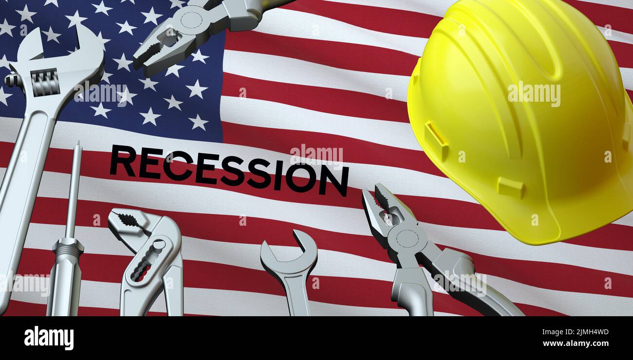 us flag and recession Stock Photo