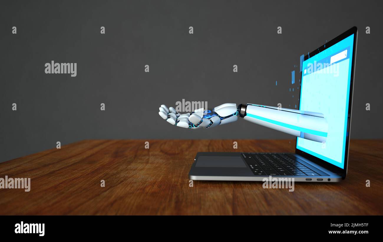 Robot Hand Notebook Stock Photo - Alamy