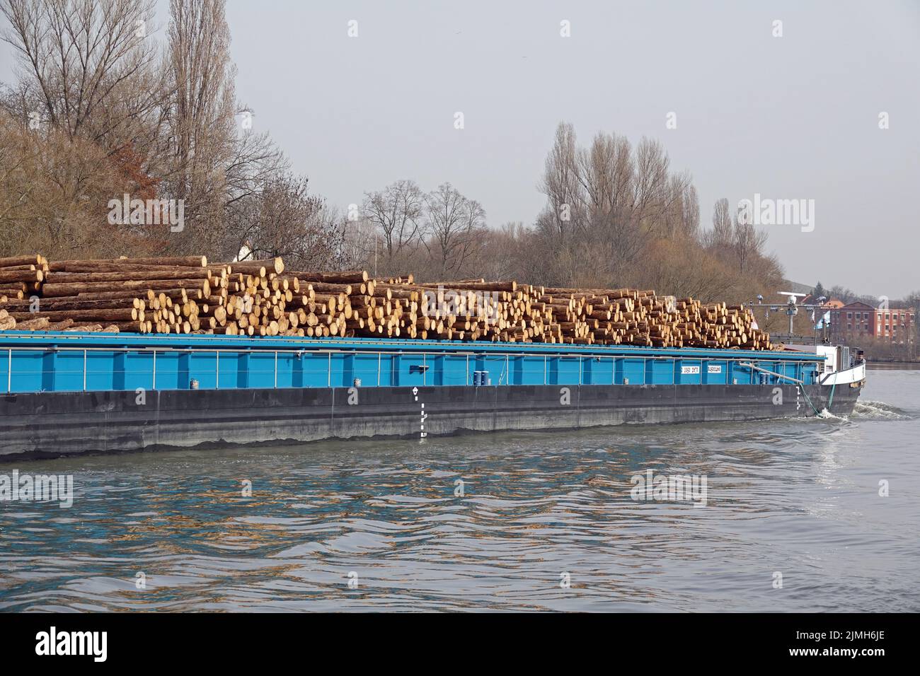 Cargo ship loaded with wood Stock Photo - Alamy