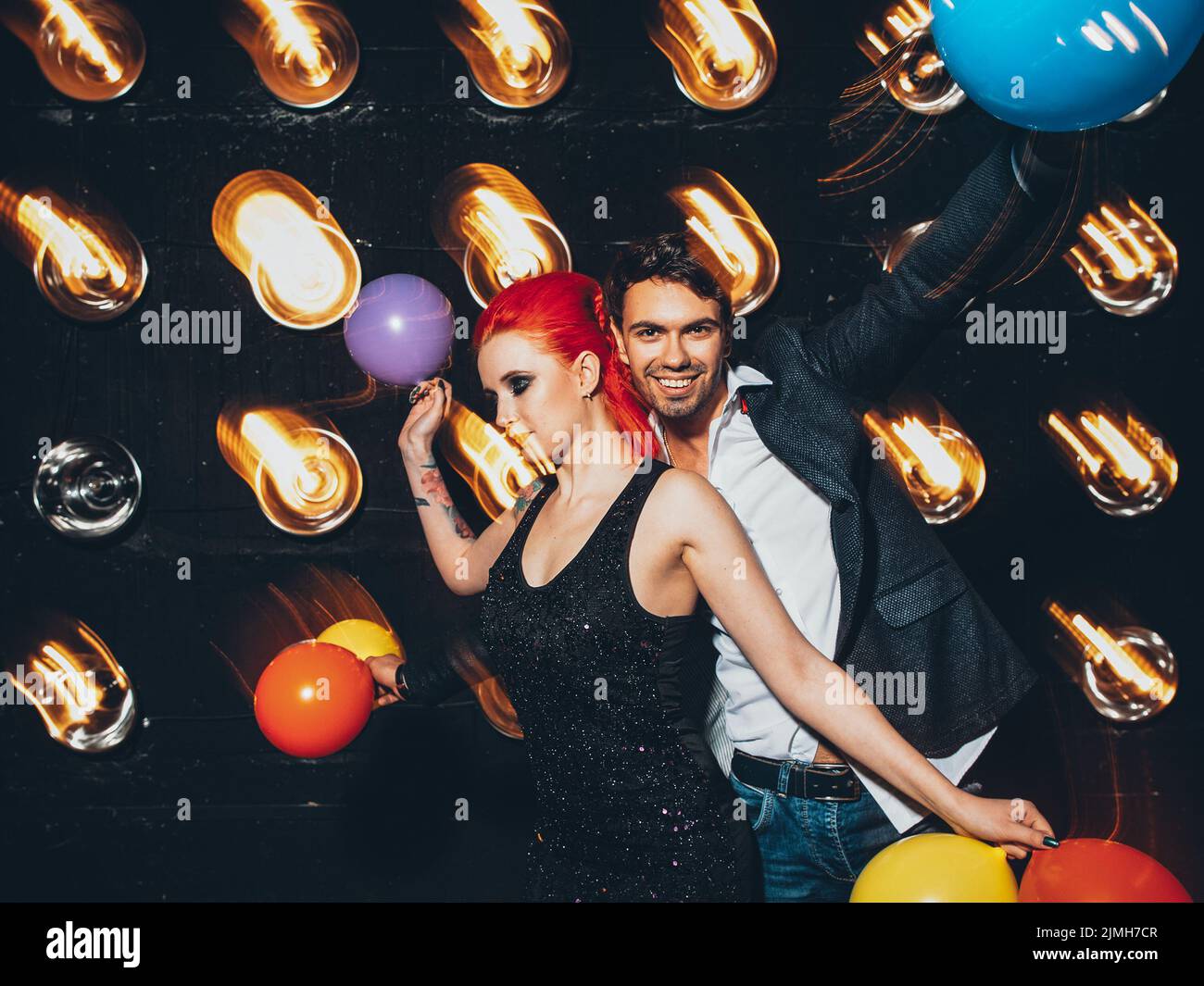 birthday party drunk couple dancing nightclub Stock Photo