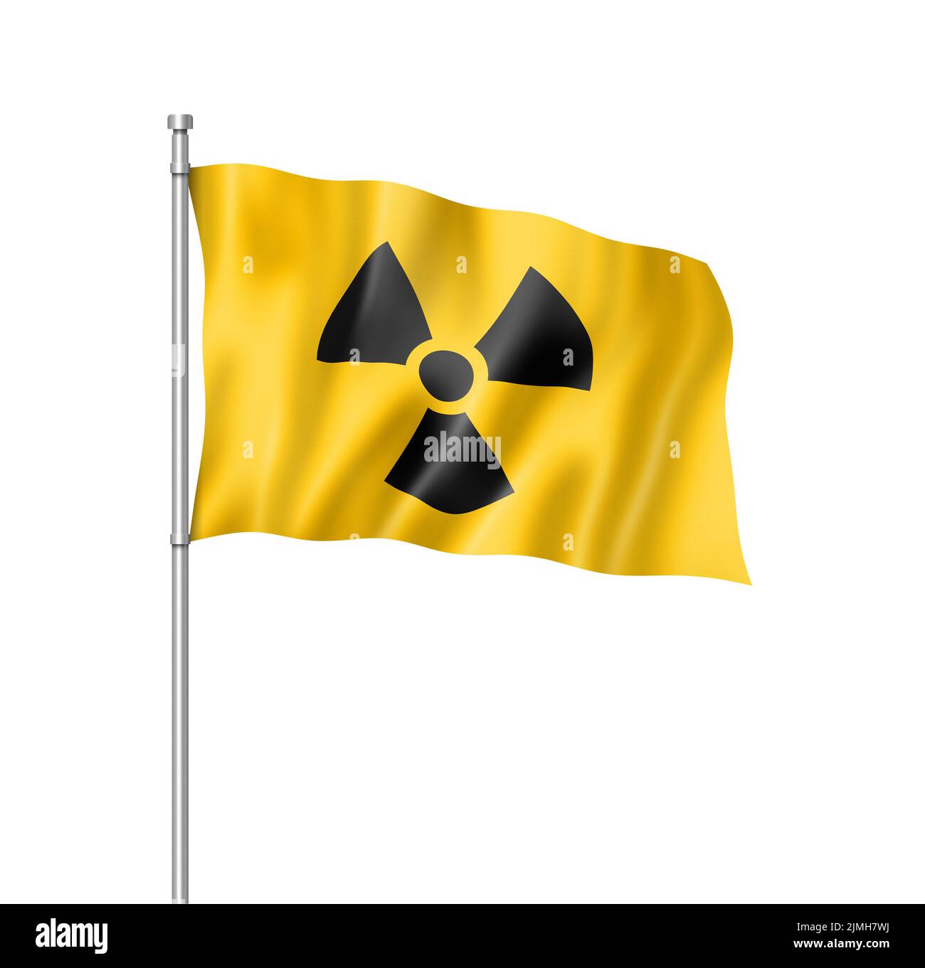 Radioactive nuclear symbol flag isolated on white Stock Photo