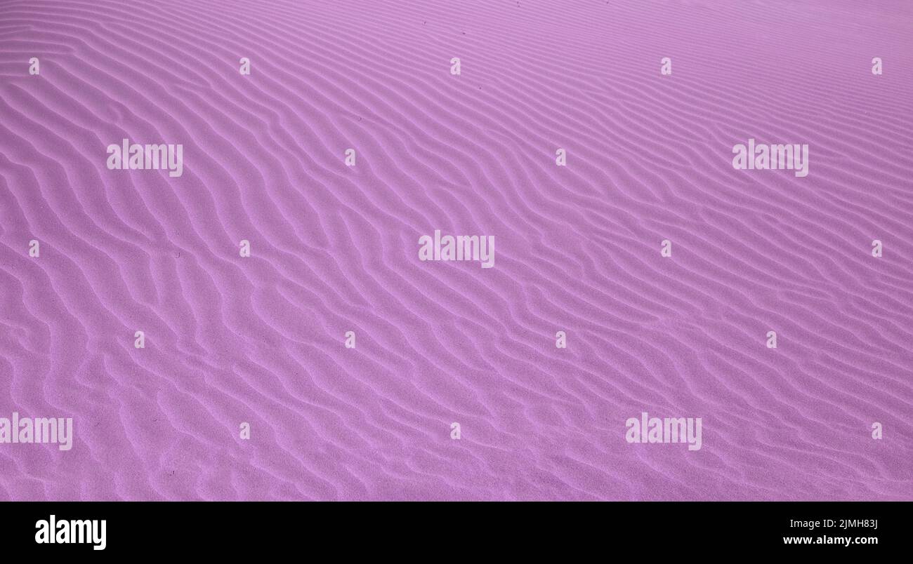 Pop art surreal style lilac purple colored amazing desert sand ripple ...