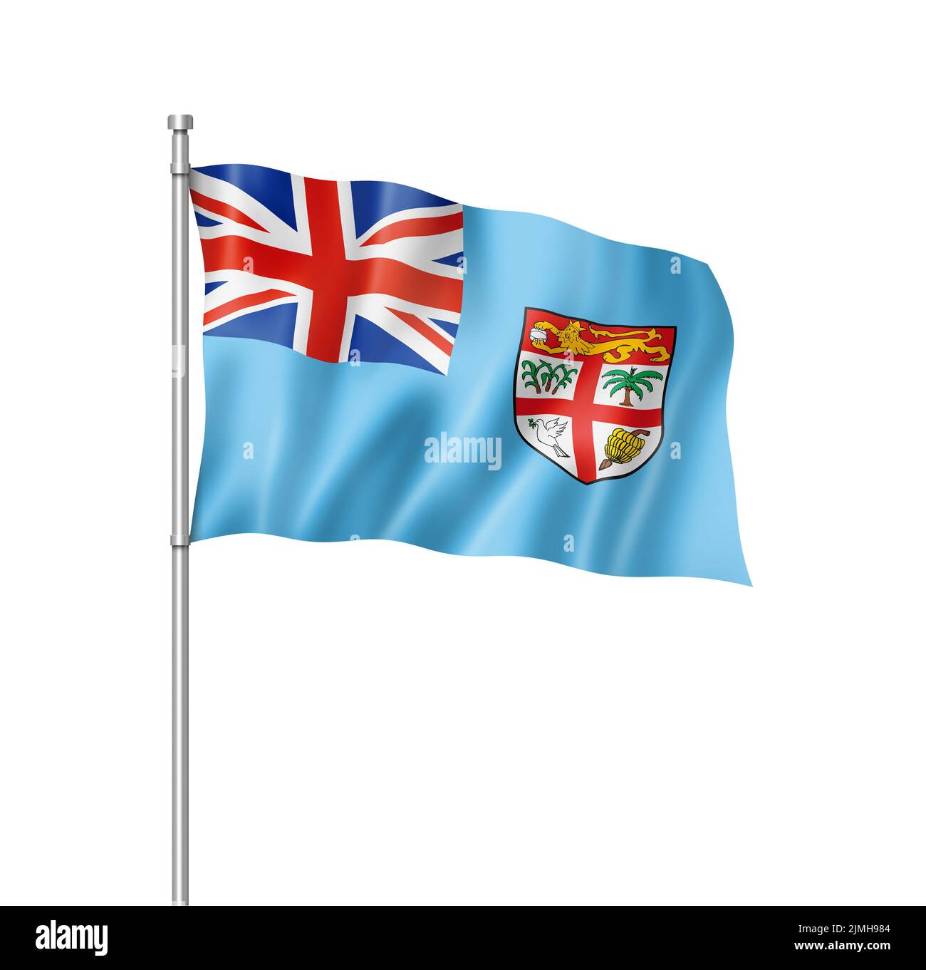 Fijian flag isolated on white Stock Photo