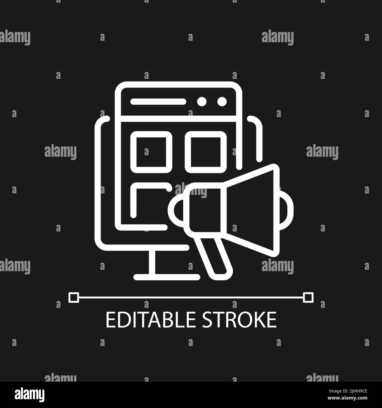Digital marketing pixel perfect white linear icon for dark theme Stock ...