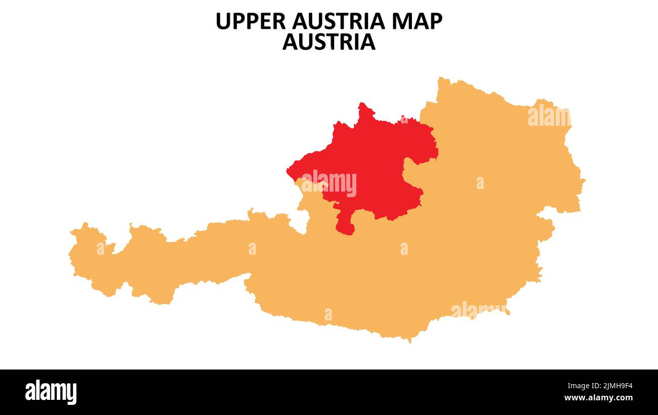 Upper Austria regions map highlighted on Austria map. Stock Vector