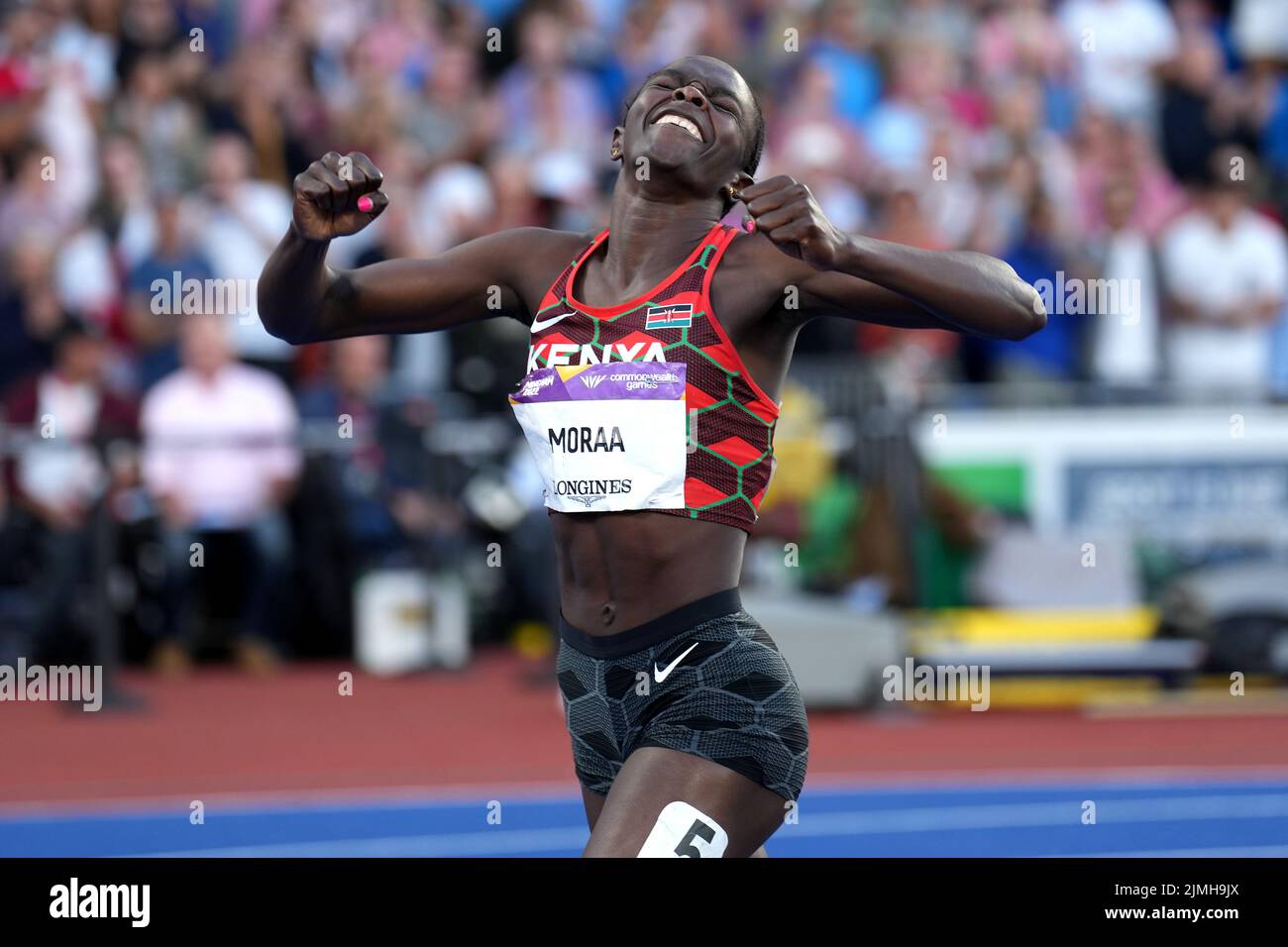 Kenya's Mary Moraa wins the Women's 800m Final at Alexander Stadium on