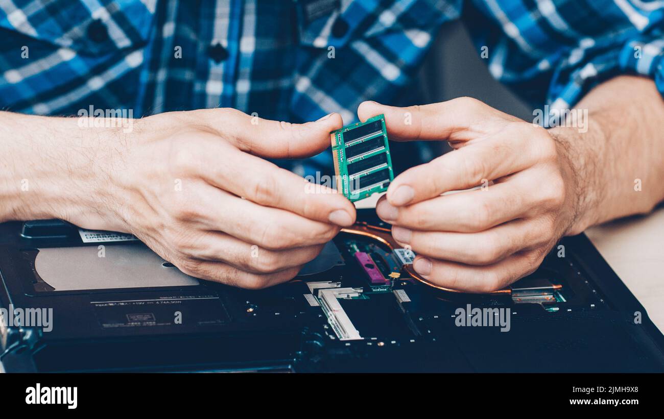 computer maintenance disassembled parts engineer Stock Photo Alamy