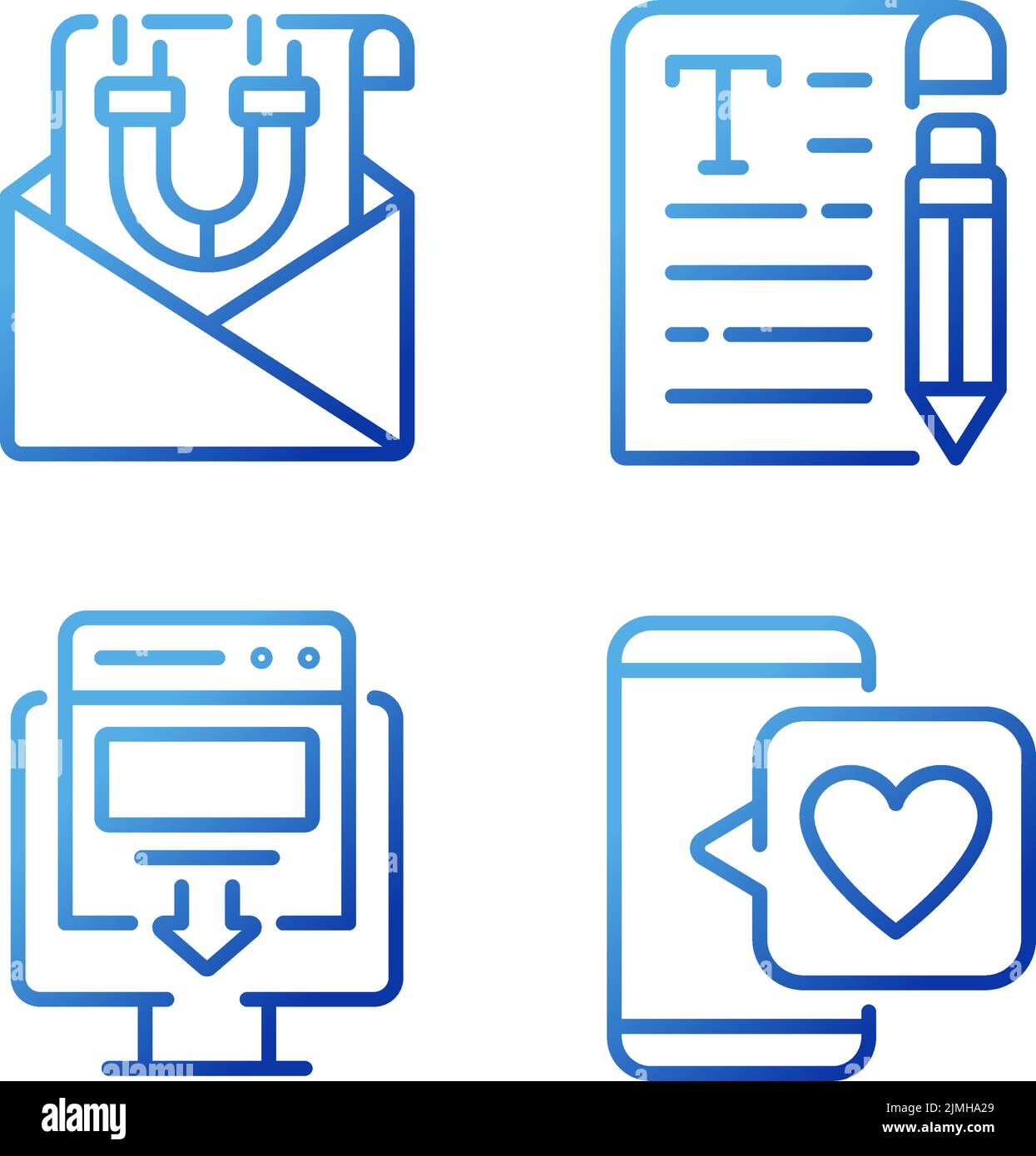 Create content for customers pixel perfect gradient linear vector icons set Stock Vector