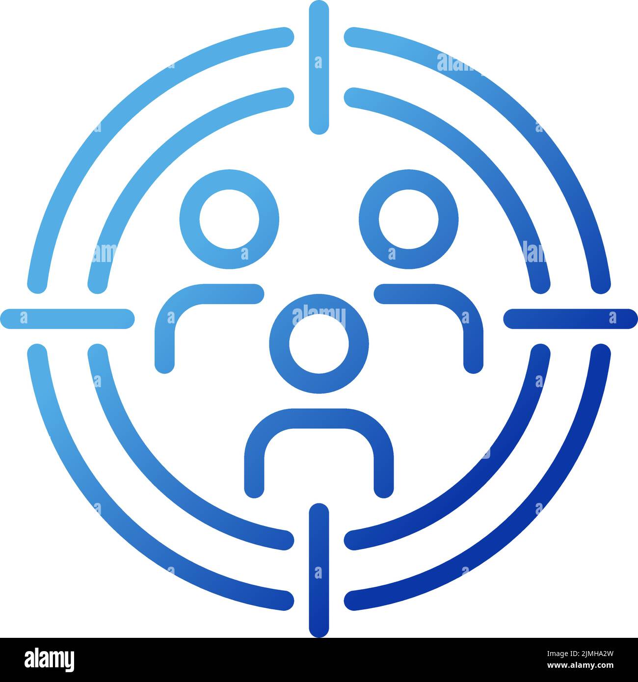 Target audience pixel perfect gradient linear vector icon Stock Vector