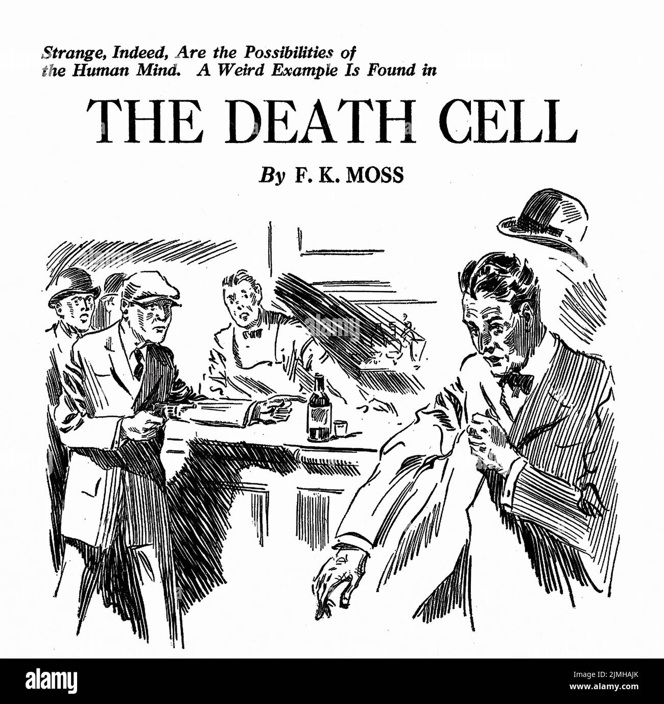 The Death Cell, by F. K. Moss. Illustration from Weird Tales, May 1923 Stock Photo
