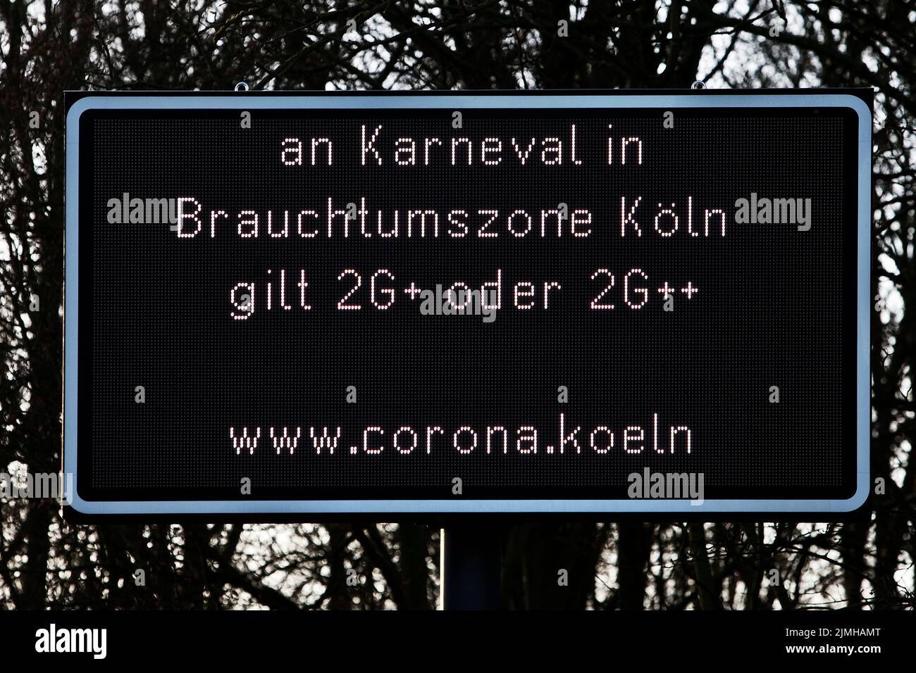 Corona information on carnival 2022, Cologne, Rhineland, North Rhine-Westphalia, Germany, Europe Stock Photo