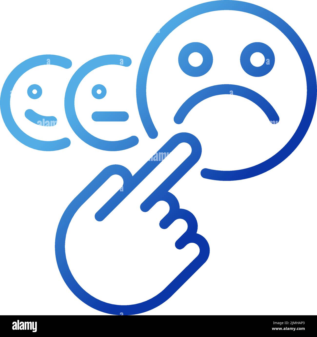 Negative feedback pixel perfect gradient linear vector icon Stock Vector