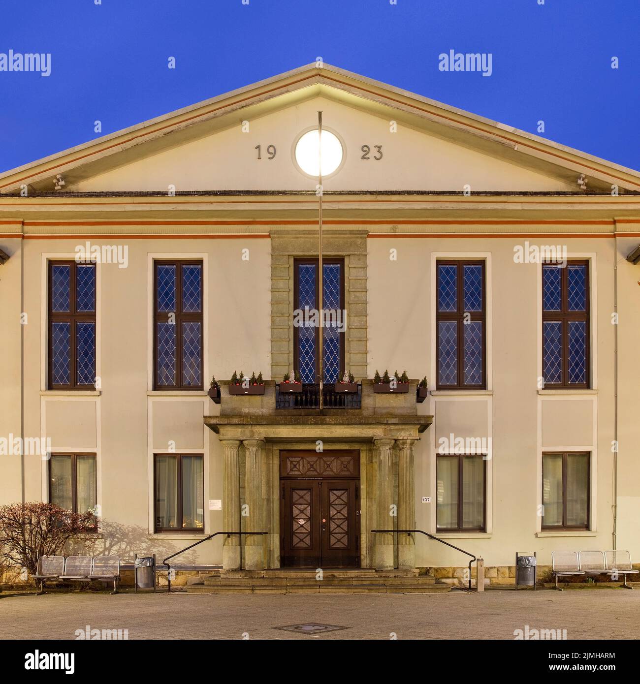 City Hall in the evening, Heiligenhaus, Bergisches Land, Germany