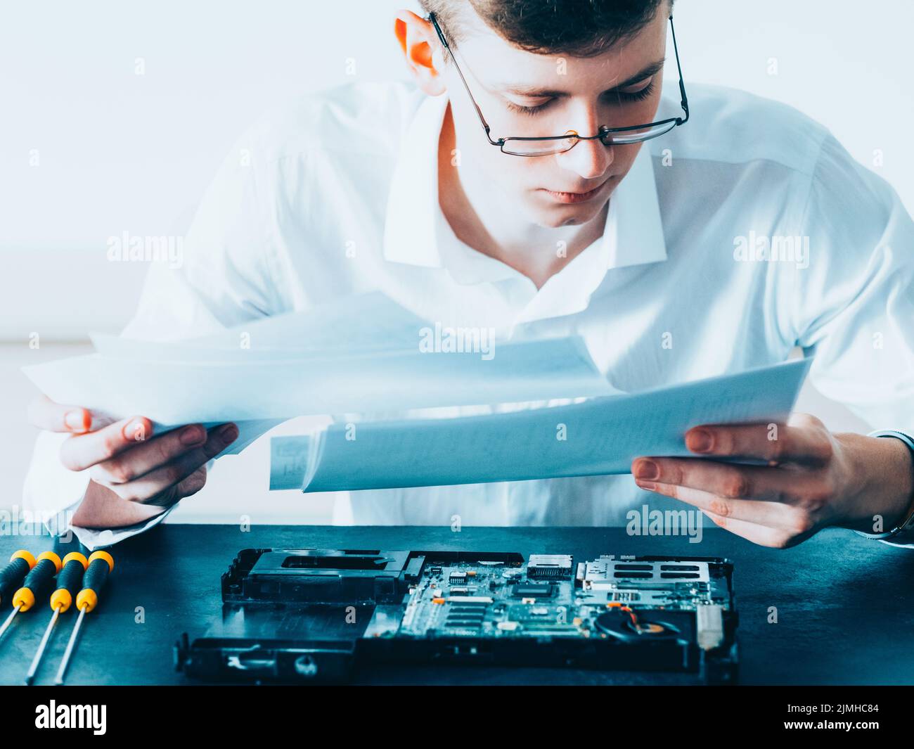 computer engineering class geek student learning Stock Photo
