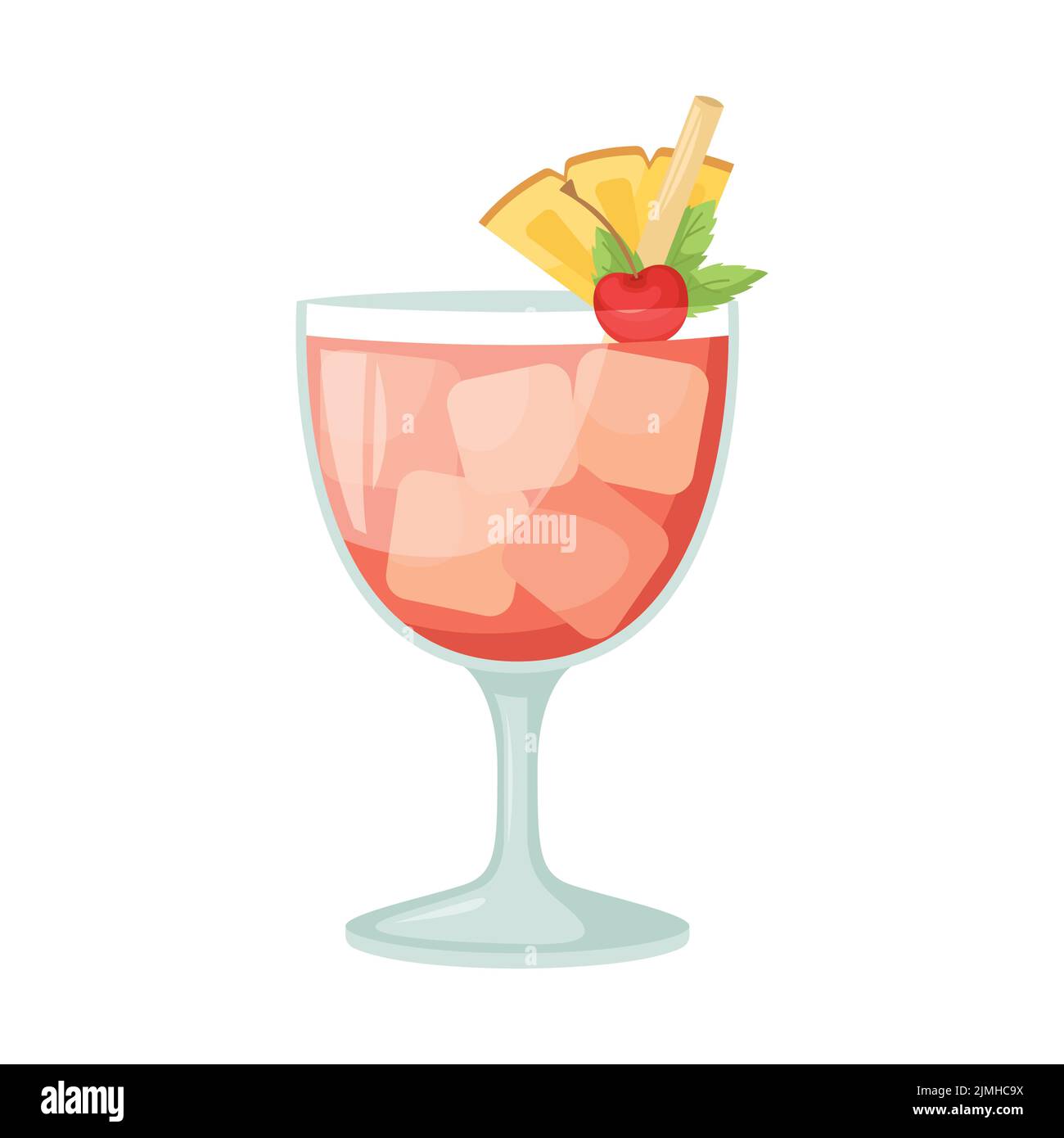 Vector illustration of a club alcoholic cocktail. Mai Tai Stock Vector