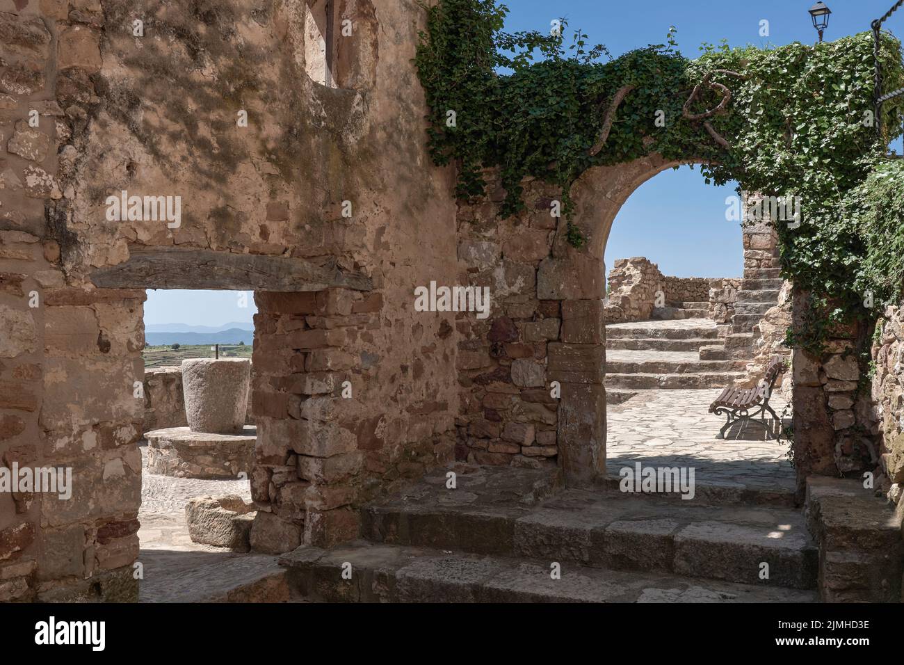 Mirador del Cinglet in the town of Culla, declared the most beautiful in Spain, Castellon, Spain, Europe Stock Photo
