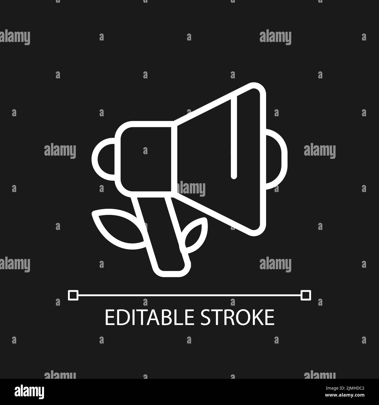 Organic marketing pixel perfect white linear icon for dark theme Stock ...