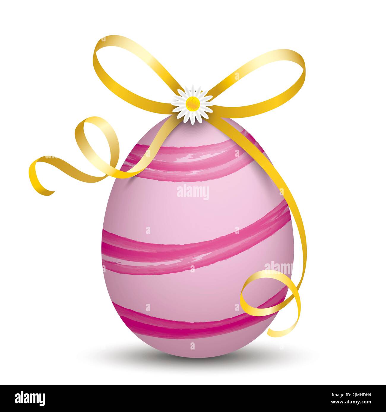 Pink Egg Golden Ribbon Easter Daisy Stock Photo