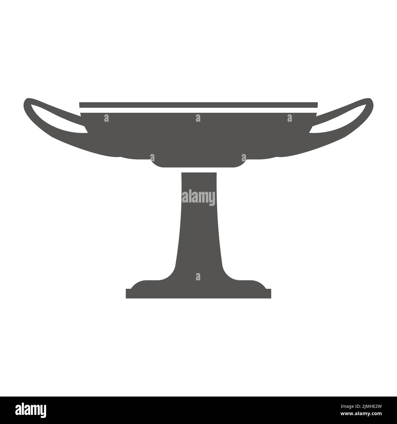 Greek cup silhouette. Ancient amphora kylix. Glyph illustration. Clay ceramic earthenware for water and wine. Vector. Stock Vector