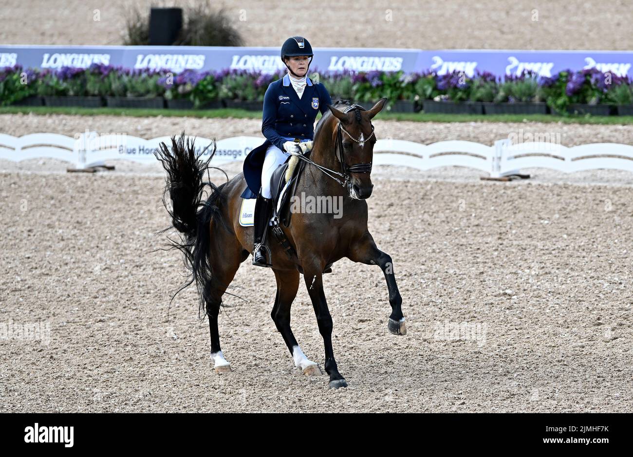 Herning, Denmark. 06th Aug, 2022. World Equestrian Games. Jyske Bank Boxen Stadium. Jeanna Hogberg (SWE) riding ASTORIA during the Blue Hors FEI world dressage team championship grand prix. Credit: Sport In Pictures/Alamy Live News Stock Photo