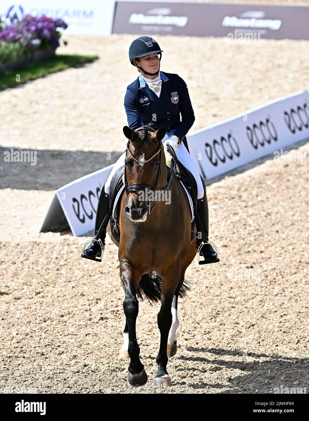 Herning, Denmark. 06th Aug, 2022. World Equestrian Games. Jyske Bank Boxen Stadium. Jeanna Hogberg (SWE) riding ASTORIA during the Blue Hors FEI world dressage team championship grand prix. Credit: Sport In Pictures/Alamy Live News Stock Photo