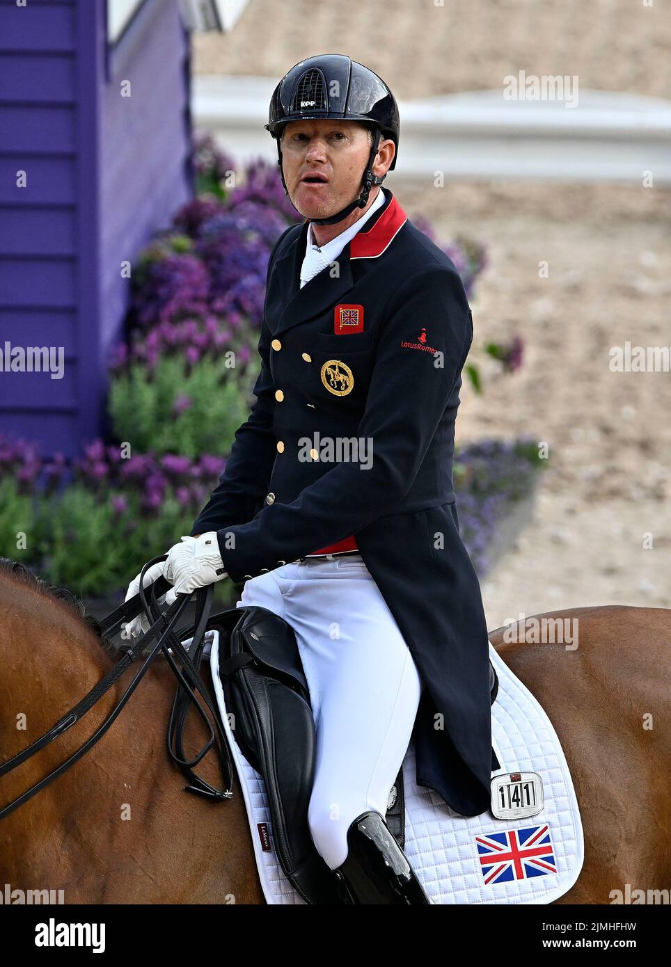 Herning, Denmark. 06th Aug, 2022. World Equestrian Games. Jyske Bank Boxen Stadium. Gareth Hughes (GBR) riding CLASSIC BRIOLINCA during the Blue Hors FEI world dressage team championship grand prix. Credit: Sport In Pictures/Alamy Live News Stock Photo