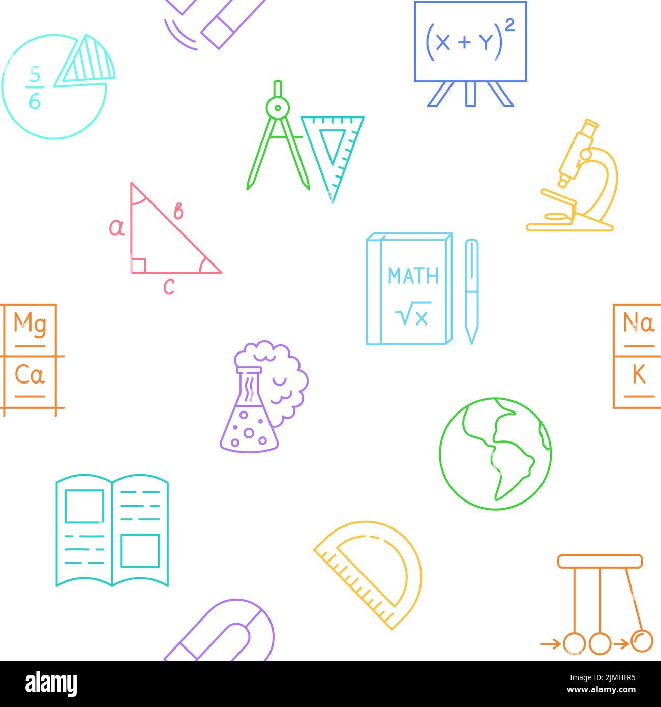 School seamless pattern in line style. Vector illustration Stock Vector ...