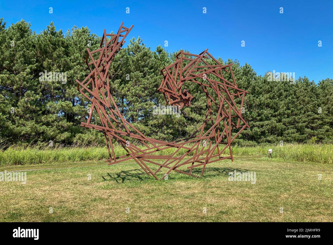 FRANCONIA, MN, USA - AUGUST 5, 2022: Fibonacci Wannabe Exhibit at Franconia Sculpture Park. Stock Photo