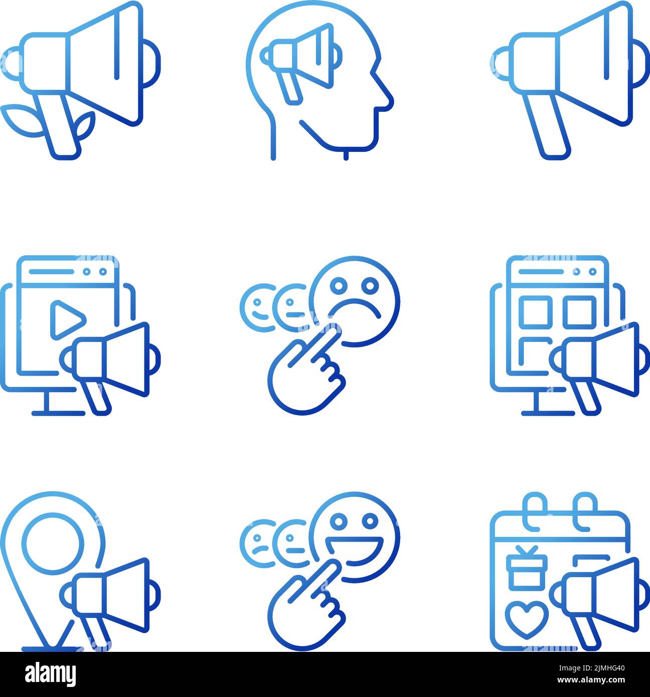 Marketing channels pixel perfect gradient linear vector icons set Stock Vector
