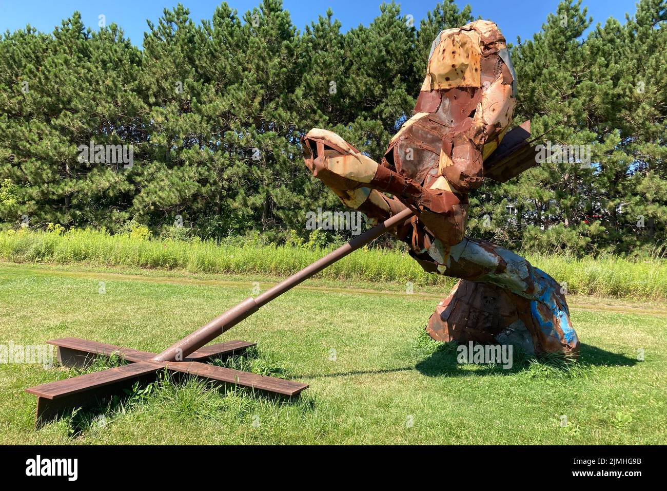 FRANCONIA, MN, USA - AUGUST 5, 2022: Unidentified Piece at Franconia Sculpture Park. Stock Photo