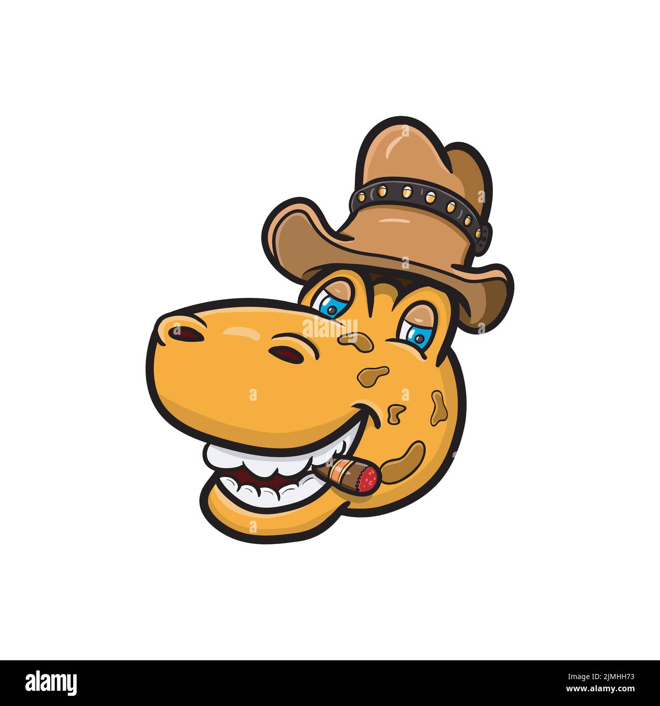 A Vector Illustration Mascot cartoon character of T Rex Head With Cowboy Style Stock Vector