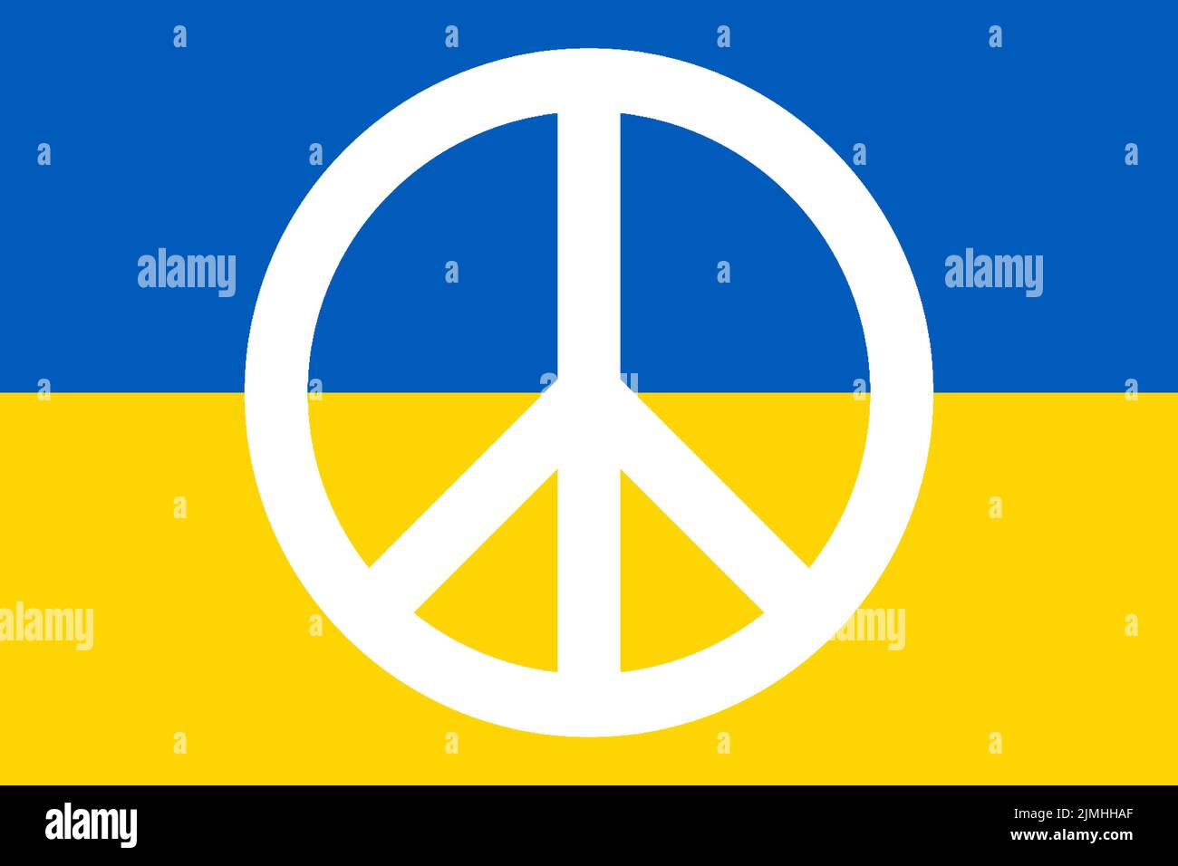 Ukraine flag with peace symbol Stock Photo