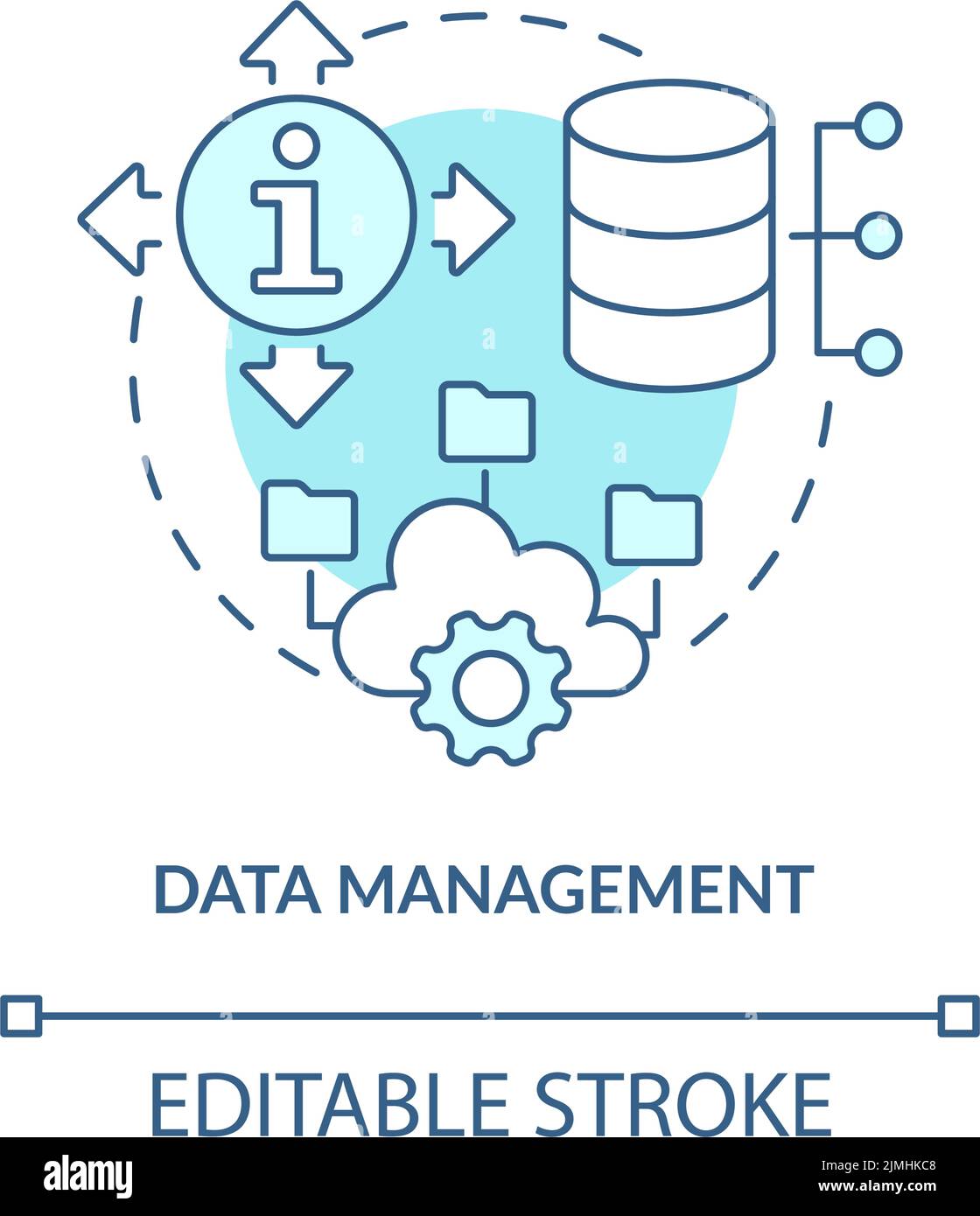 Data management turquoise concept icon Stock Vector