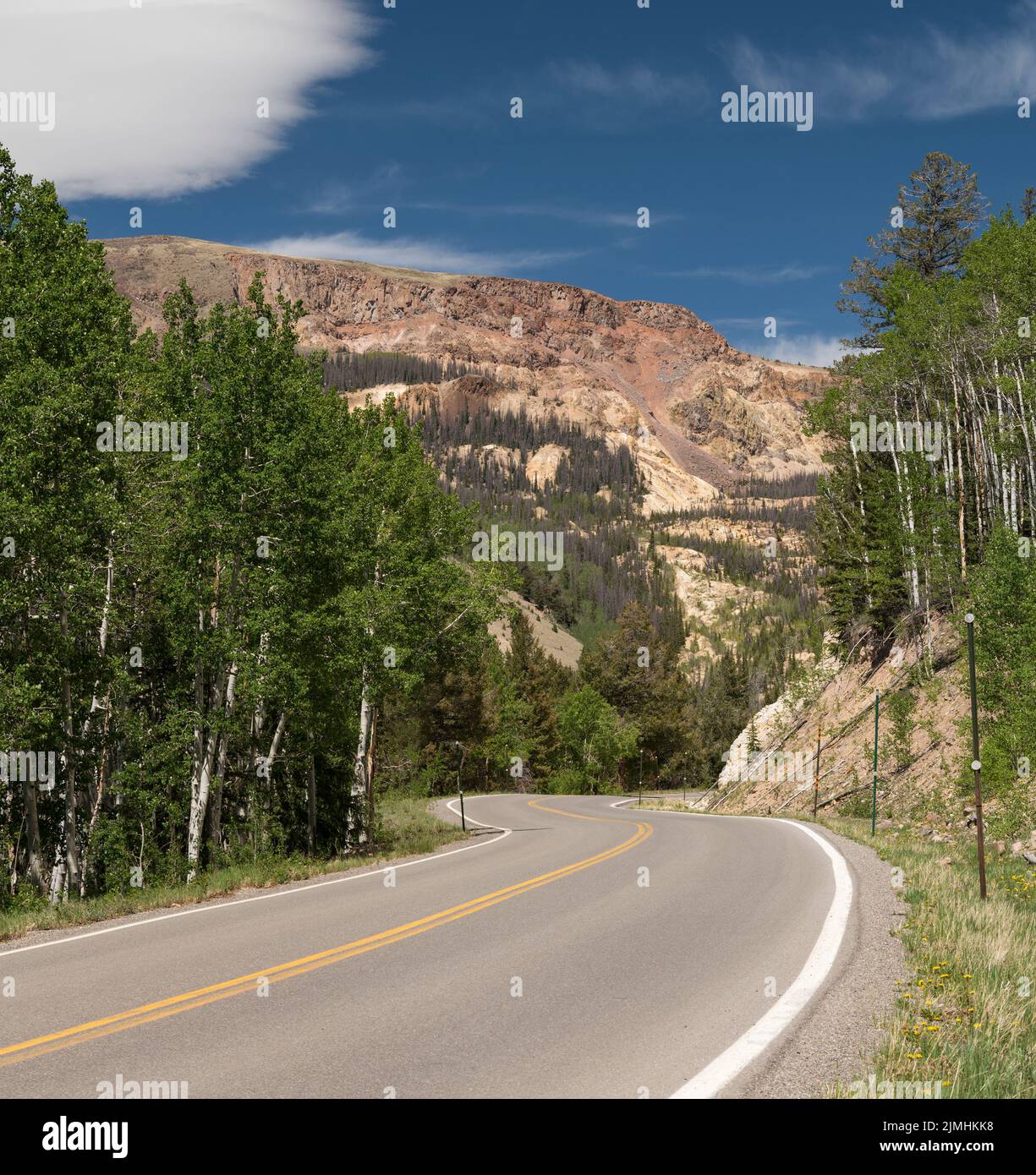 National Natural Landmark Slumgullion Earthflow viewed from Silver Thread Scenic Byway, Colorado. Slumgullion Earthflow is a rare geologic process. Stock Photo