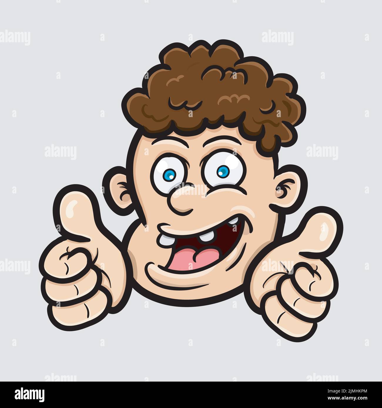 A Vector Illustration Mascot cartoon character of a Funny male with curly  hair and a laugh expression Stock Vector Image & Art - Alamy