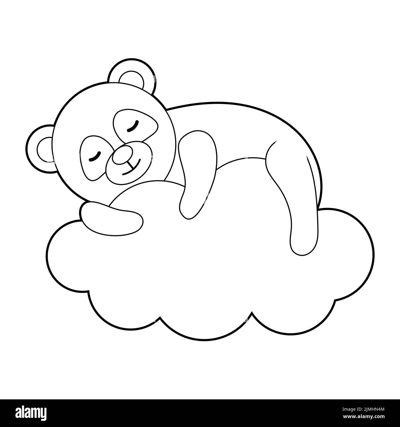 Coloring book for children. Draw a cute cartoon panda sleeping in the ...