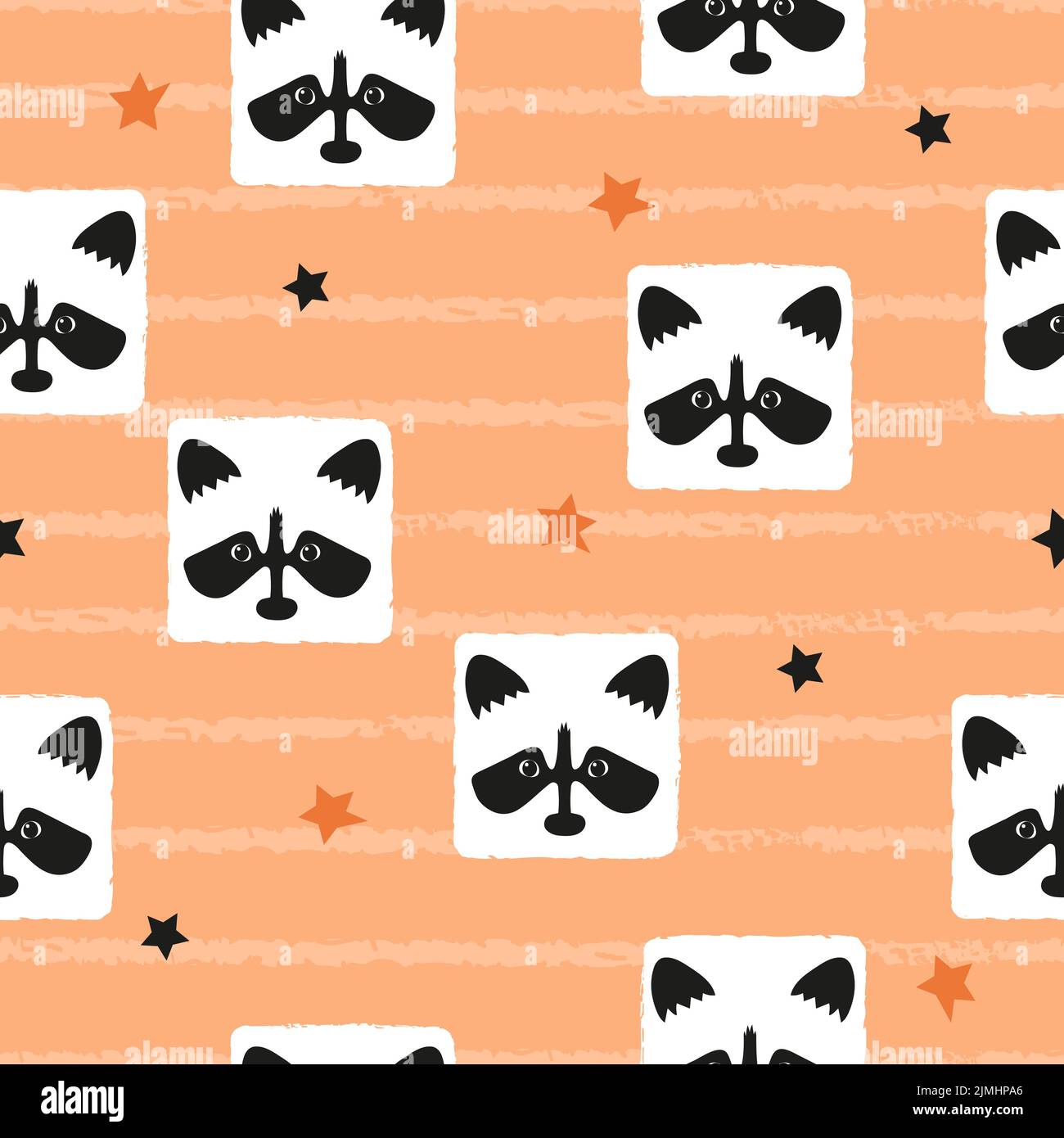 Seamless baby pattern with cute cartoon raccoon. Vector illustration ...