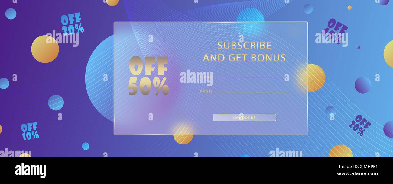 Glass morphism effect. Transparent frosted acrylic card. Discount ...