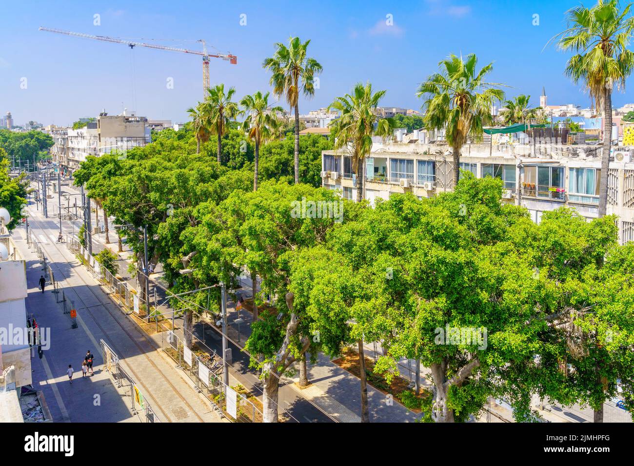 Tel-Aviv, Israel - May 26, 2022: View of the Jerusalem Boulevard, with locals and visitors, in Jaffa, now part of Tel-Aviv-Yafo, Israel Stock Photo