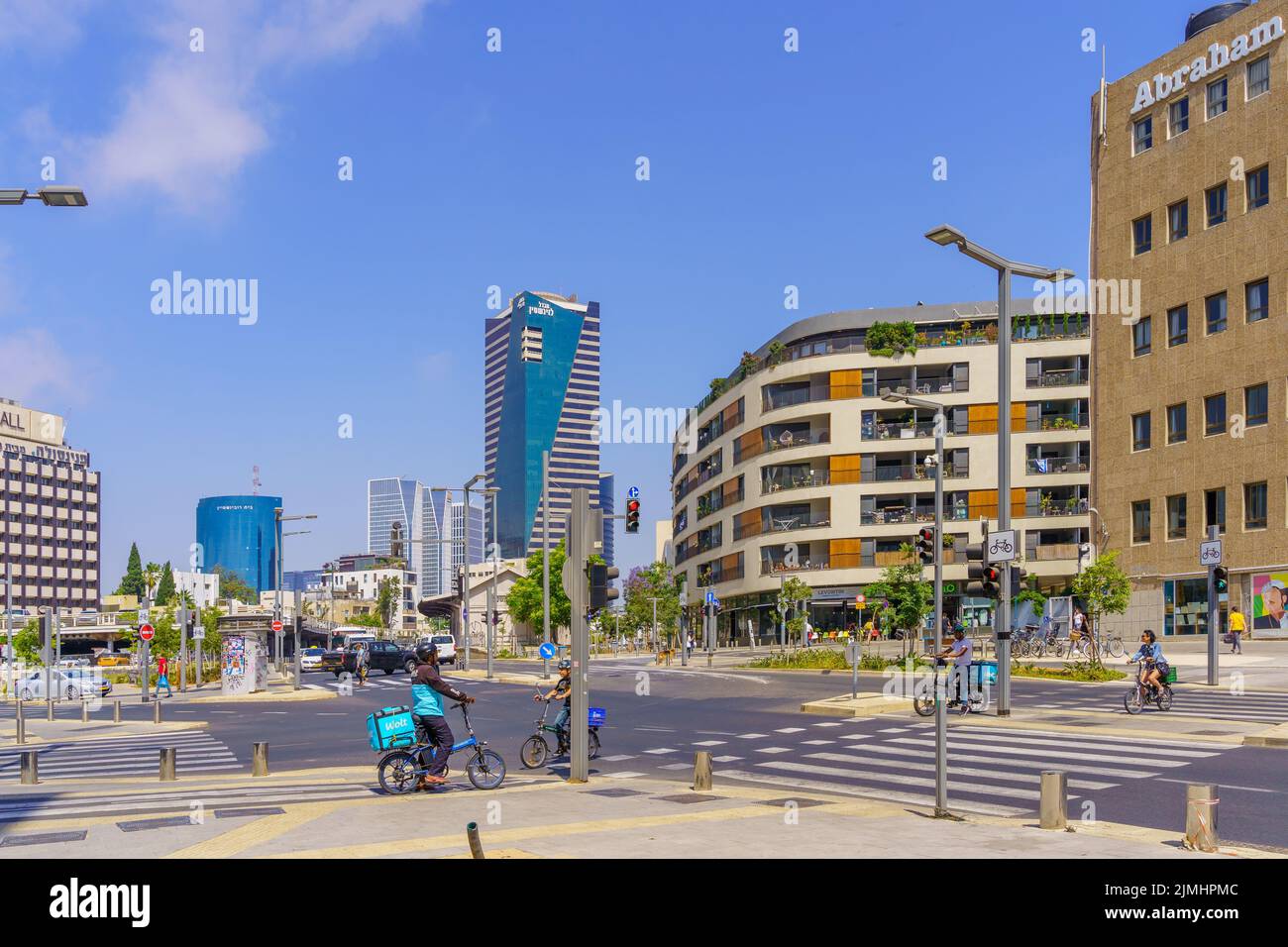 Tel-Aviv, Israel - May 26, 2022: Scene of the Yehuda ha-Levi Street, with various buildings, locals, and visitors, in Tel-Aviv, Israel Stock Photo