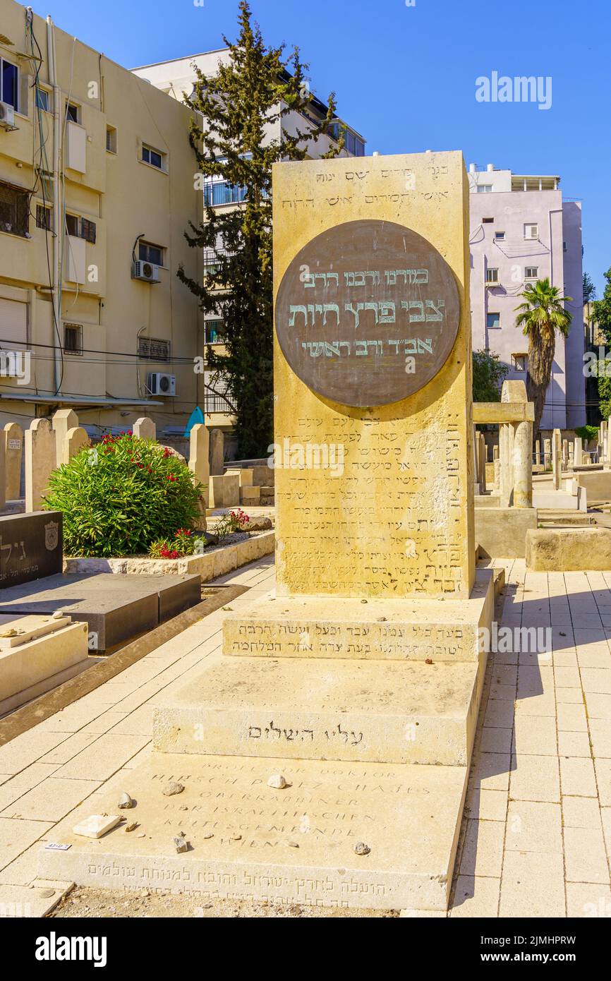 Tel-Aviv, Israel - May 26, 2022: View of the historic Trumpeldor Cemetery, with various tombstones, in Tel-Aviv, Israel Stock Photo