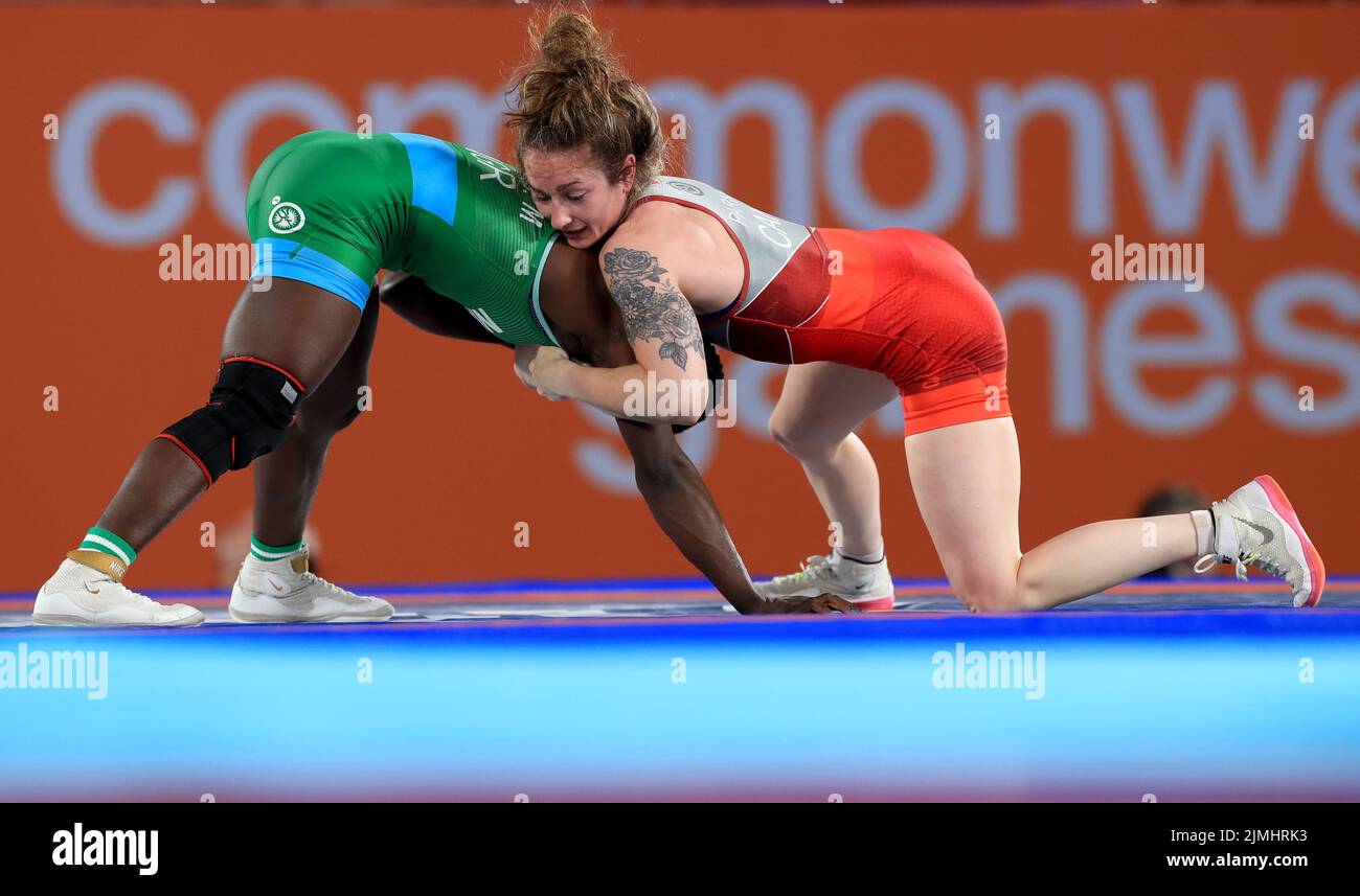 Nigeria’s Miesinnei Genesis competes against Canada’s Madison Parks in the Women’s 50kg Gold Medal match at the Coventry Arena on day nine of the 2022 Commonwealth Games. Picture date: Saturday August 6, 2022. Stock Photo
