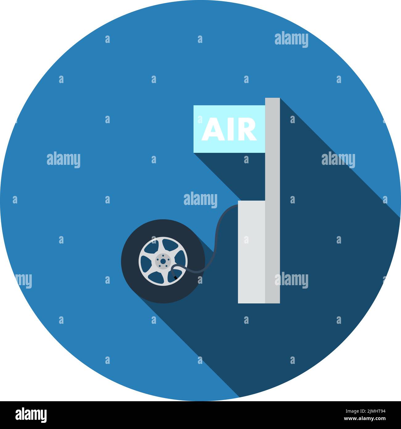 Wheels Pump Station Icon. Flat Circle Stencil Design With Long Shadow. Vector Illustration. Stock Vector